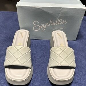 Seychelles High Note Light Blue Platform Wedge Quilted Sandal ‎ NIB Size 8.5 $55